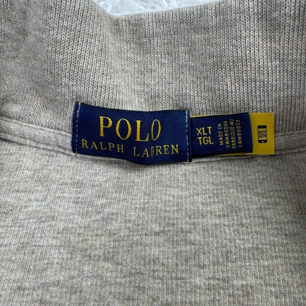 Polo Ralph Lauren Sweater Mens XLT Extra Large Tall Beige 1/4 Zip Knit Mock Neck